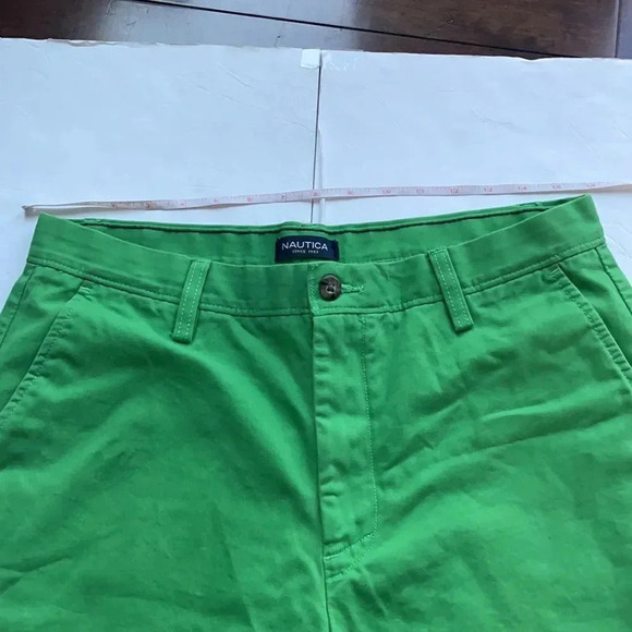 Nautica 9” deck short Green 9” Cotton Men’s size 32 Preppy Flat front - Picture 3 of 11